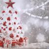 White Red Christmas Tree Backdrop
